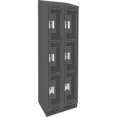 Clean Line Lockers, 3 -tier, Bank of 2, 24" x 12" x 82", Steel, Charcoal, Rivet (Assembled), Perforated M & M Nord Ouest Inc