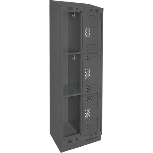 Clean Line Lockers, 3 -tier, Bank of 2, 24" x 12" x 82", Steel, Charcoal, Rivet (Assembled), Perforated M & M Nord Ouest Inc