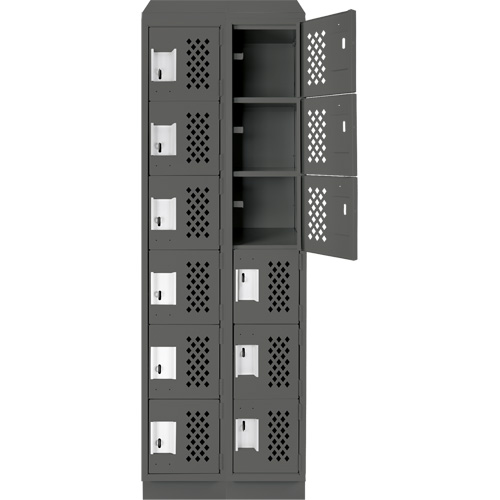 Assembled Lockerettes Clean Line Perforated Economy Lockers, 6 -tier, Bank of 2, 18" x 72" x 12", Steel M & M Nord Ouest Inc