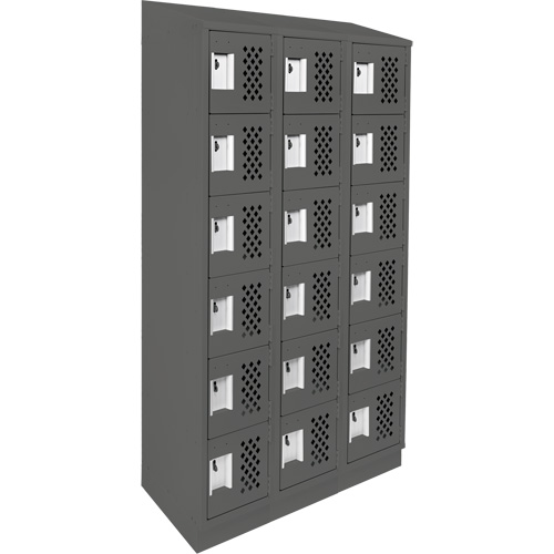Assembled Lockerettes Clean Line Perforated Economy Lockers, 6 -tier, Bank of 3, 18" x 72" x 12", Steel M & M Nord Ouest Inc