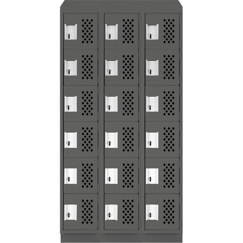 Assembled Lockerettes Clean Line Perforated Economy Lockers, 6 -tier, Bank of 3, 18" x 72" x 12", Steel M & M Nord Ouest Inc