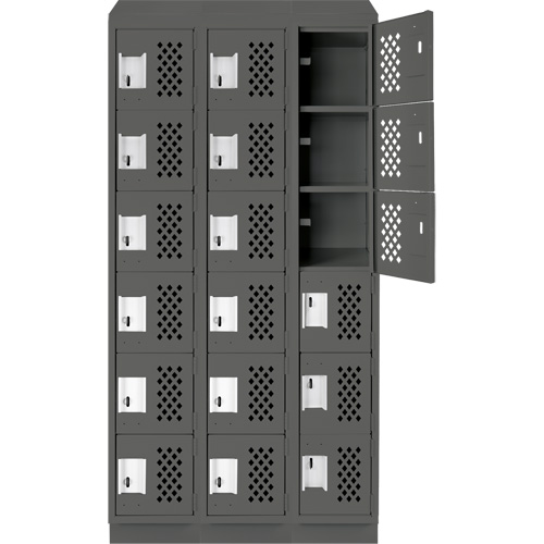 Assembled Lockerettes Clean Line Perforated Economy Lockers, 6 -tier, Bank of 3, 18" x 72" x 12", Steel M & M Nord Ouest Inc