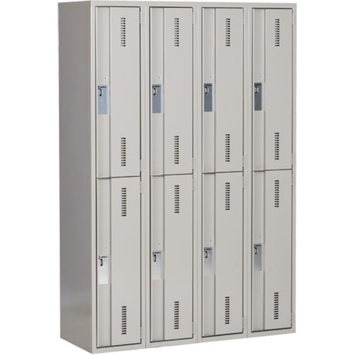 Concorde Heavy-Duty Lockers, 2 -tier, Bank of 4, 48" x 18" x 72", Steel, Grey, Welded (Assembled) M & M Nord Ouest Inc
