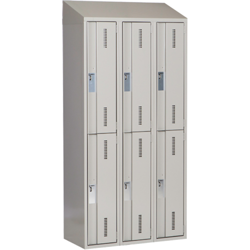Concorde Heavy-Duty Lockers, 2 -tier, Bank of 3, 36" x 18" x 78", Steel, Grey, Welded (Assembled) M & M Nord Ouest Inc