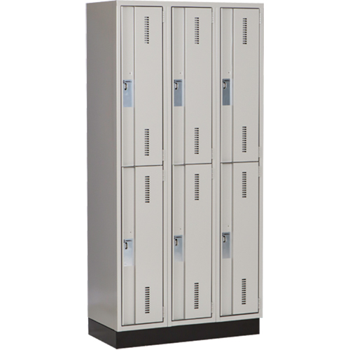 Concorde Heavy-Duty Lockers, 2 -tier, Bank of 3, 36" x 18" x 76", Steel, Grey, Welded (Assembled) M & M Nord Ouest Inc