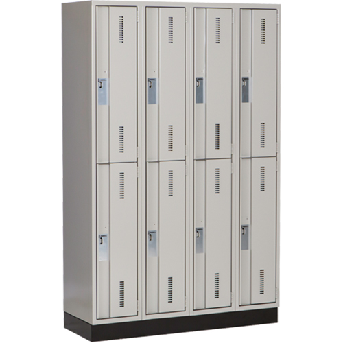 Concorde Heavy-Duty Lockers, 2 -tier, Bank of 4, 48" x 18" x 76", Steel, Grey, Welded (Assembled) M & M Nord Ouest Inc