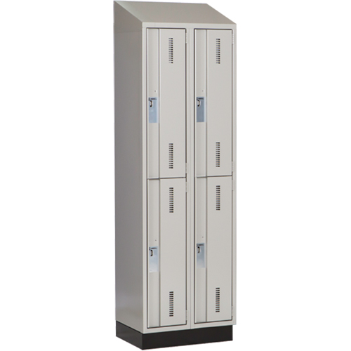 Concorde Heavy-Duty Lockers, 2 -tier, Bank of 2, 24" x 18" x 82", Steel, Grey, Welded (Assembled) M & M Nord Ouest Inc