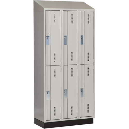 Concorde Heavy-Duty Lockers, 2 -tier, Bank of 3, 36" x 18" x 82", Steel, Grey, Welded (Assembled) M & M Nord Ouest Inc
