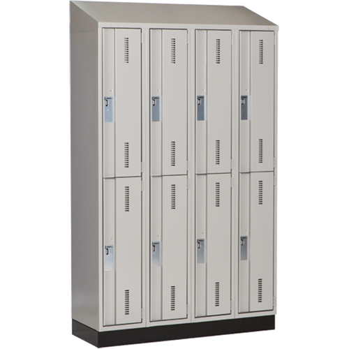 Concorde Heavy-Duty Lockers, 2 -tier, Bank of 4, 48" x 18" x 82", Steel, Grey, Welded (Assembled) M & M Nord Ouest Inc