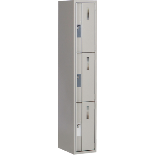 Concorde Heavy-Duty Lockers, 3 -tier, 12" x 18" x 72", Steel, Grey, Welded (Assembled) M & M Nord Ouest Inc
