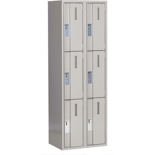 Concorde Heavy-Duty Lockers, 3 -tier, Bank of 2, 24" x 18" x 72", Steel, Grey, Welded (Assembled) M & M Nord Ouest Inc