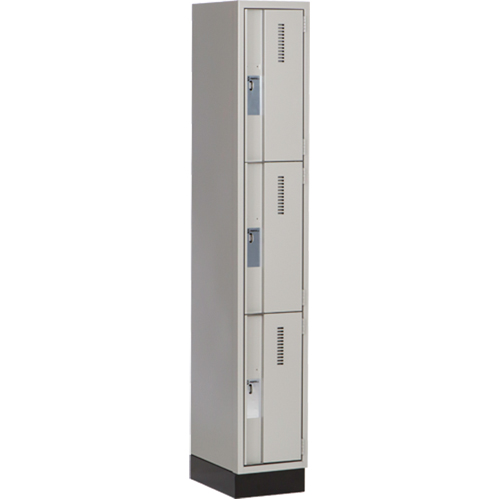 Concorde Heavy-Duty Lockers, 3 -tier, 12" x 18" x 76", Steel, Grey, Welded (Assembled) M & M Nord Ouest Inc