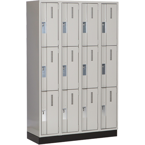 Concorde Heavy-Duty Lockers, 3 -tier, Bank of 4, 48" x 18" x 76", Steel, Grey, Welded (Assembled) M & M Nord Ouest Inc