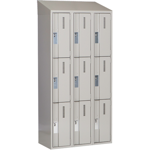 Concorde Heavy-Duty Lockers, 3 -tier, Bank of 3, 36" x 18" x 78", Steel, Grey, Welded (Assembled) M & M Nord Ouest Inc