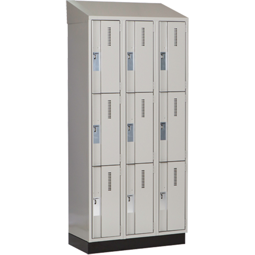 Concorde Heavy-Duty Lockers, 3 -tier, Bank of 3, 36" x 18" x 82", Steel, Grey, Welded (Assembled) M & M Nord Ouest Inc