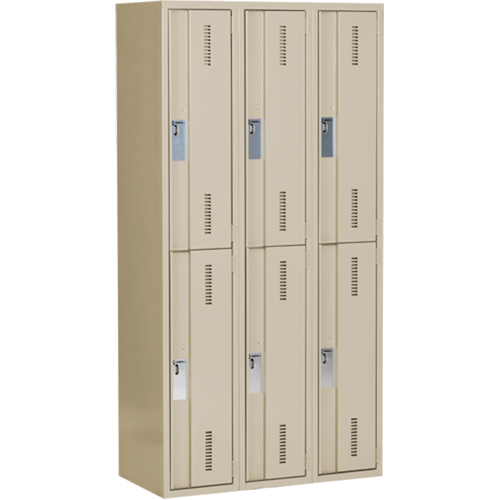 Concorde Heavy-Duty Lockers, 2 -tier, Bank of 3, 36" x 18" x 72", Steel, Beige, Welded (Assembled) M & M Nord Ouest Inc