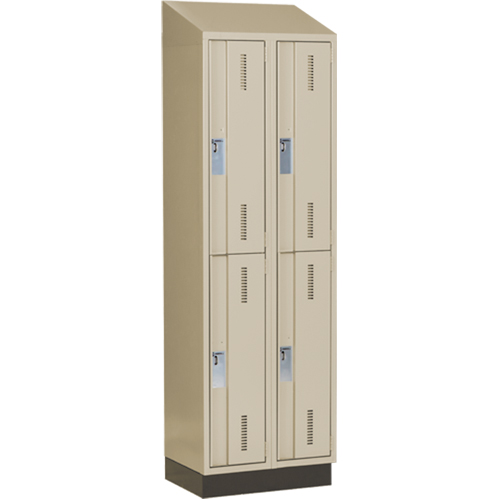 Concorde Heavy-Duty Lockers, 2 -tier, Bank of 2, 24" x 18" x 82", Steel, Beige, Welded (Assembled) M & M Nord Ouest Inc