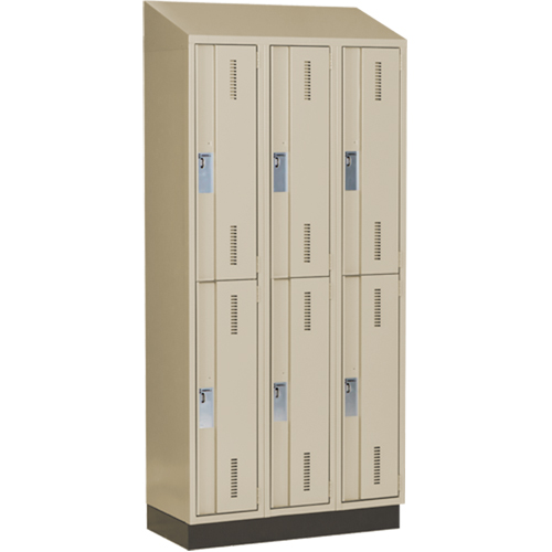 Concorde Heavy-Duty Lockers, 2 -tier, Bank of 3, 36" x 18" x 82", Steel, Beige, Welded (Assembled) M & M Nord Ouest Inc