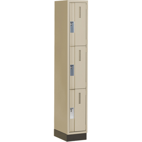 Concorde Heavy-Duty Lockers, 3 -tier, 12" x 18" x 76", Steel, Beige, Welded (Assembled) M & M Nord Ouest Inc