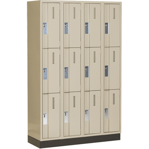 Concorde Heavy-Duty Lockers, 3 -tier, Bank of 4, 48" x 18" x 76", Steel, Beige, Welded (Assembled) M & M Nord Ouest Inc