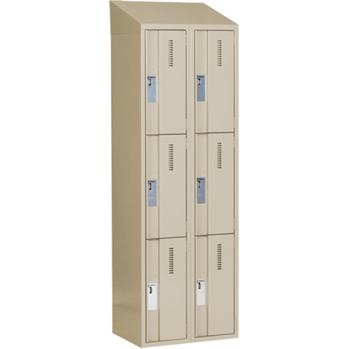 Concorde Heavy-Duty Lockers, 3 -tier, Bank of 2, 24" x 18" x 78", Steel, Beige, Welded (Assembled) M & M Nord Ouest Inc