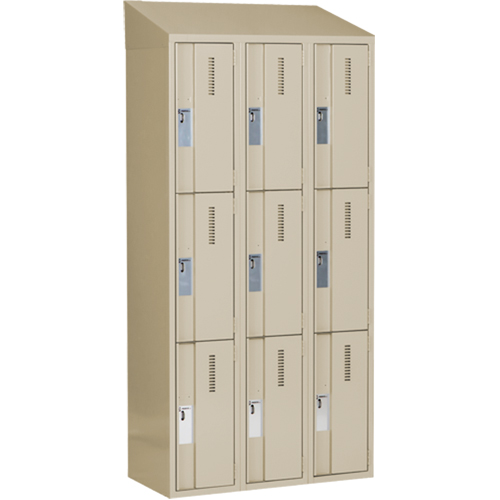 Concorde Heavy-Duty Lockers, 3 -tier, Bank of 3, 36" x 18" x 78", Steel, Beige, Welded (Assembled) M & M Nord Ouest Inc