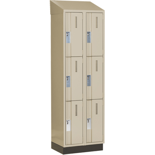 Concorde Heavy-Duty Lockers, 3 -tier, Bank of 2, 24" x 18" x 82", Steel, Beige, Welded (Assembled) M & M Nord Ouest Inc