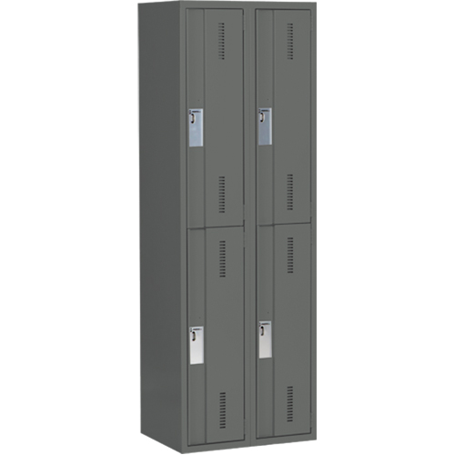 Concorde Heavy-Duty Lockers, 2 -tier, Bank of 2, 24" x 18" x 72", Steel, Charcoal, Welded (Assembled) M & M Nord Ouest Inc