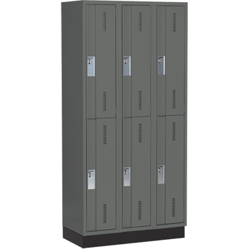 Concorde Heavy-Duty Lockers, 2 -tier, Bank of 3, 36" x 18" x 76", Steel, Charcoal, Welded (Assembled) M & M Nord Ouest Inc