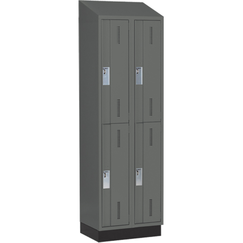 Concorde Heavy-Duty Lockers, 2 -tier, Bank of 2, 24" x 18" x 82", Steel, Charcoal, Welded (Assembled) M & M Nord Ouest Inc