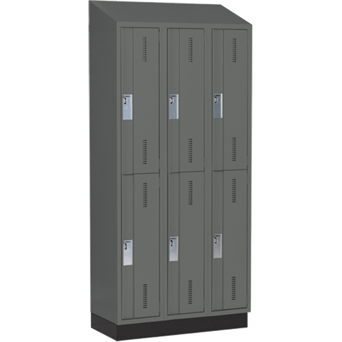 Concorde Heavy-Duty Lockers, 2 -tier, Bank of 3, 36" x 18" x 82", Steel, Charcoal, Welded (Assembled) M & M Nord Ouest Inc