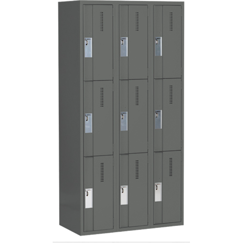 Casiers robustes Concorde, 3 niveaux, Bloc de 3, 36" x 18" x 72", Acier, Charbon, Soud&eacute; (assembl&eacute;) M & M Nord Ouest Inc