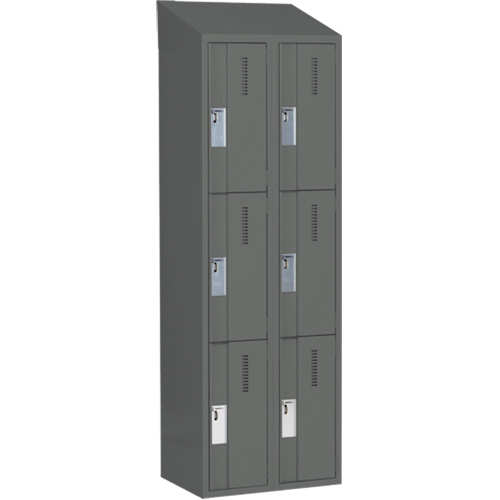 Concorde Heavy-Duty Lockers, 3 -tier, Bank of 2, 24" x 18" x 78", Steel, Charcoal, Welded (Assembled) M & M Nord Ouest Inc