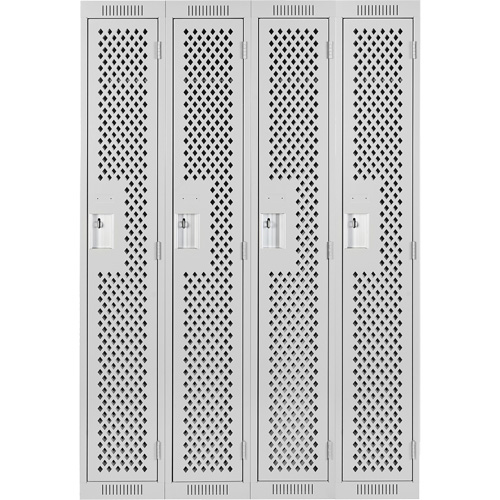 Clean Line Lockers, Bank of 4, 48" x 12" x 72", Steel, Grey, Rivet (Assembled), Perforated M & M Nord Ouest Inc