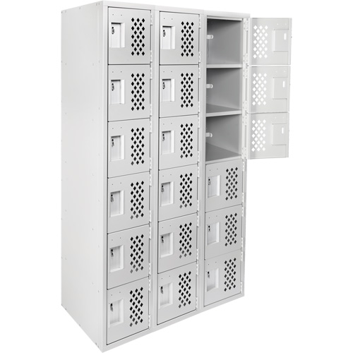 Clean-Line Perforated Lockerette, 6 -tier, Bank of 3, 15" x 72" x 12", Steel M & M Nord Ouest Inc