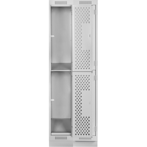 Clean Line Lockers, 2 -tier, Bank of 2, 24" x 18" x 76", Steel, Grey, Rivet (Assembled), Perforated M & M Nord Ouest Inc