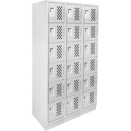 Assembled Lockerettes Clean Line Perforated Economy Lockers, 6 -tier, Bank of 3, 18" x 72" x 12", Steel M & M Nord Ouest Inc