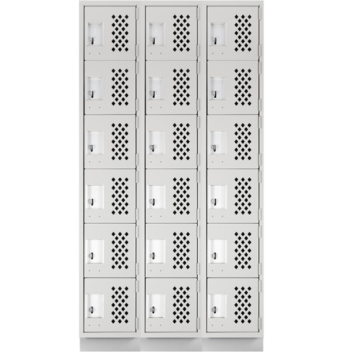 Assembled Lockerettes Clean Line Perforated Economy Lockers, 6 -tier, Bank of 3, 18" x 72" x 12", Steel M & M Nord Ouest Inc