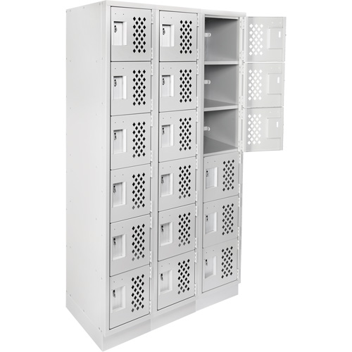 Assembled Lockerettes Clean Line Perforated Economy Lockers, 6 -tier, Bank of 3, 18" x 72" x 12", Steel M & M Nord Ouest Inc