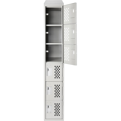 Assembled Lockerettes Clean Line Perforated Economy Lockers, 6 -tier, 18" x 72" x 12", Steel M & M Nord Ouest Inc