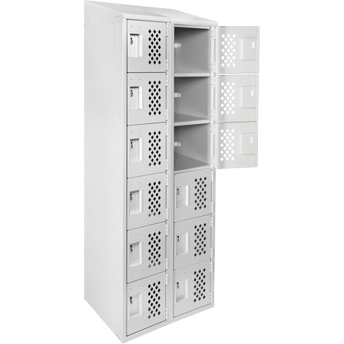 Assembled Lockerettes Clean Line Perforated Economy Lockers, 6 -tier, Bank of 2, 18" x 72" x 12", Steel M & M Nord Ouest Inc