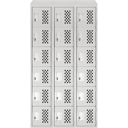 Assembled Lockerettes Clean Line Perforated Economy Lockers, 6 -tier, Bank of 3, 18" x 72" x 12", Steel M & M Nord Ouest Inc