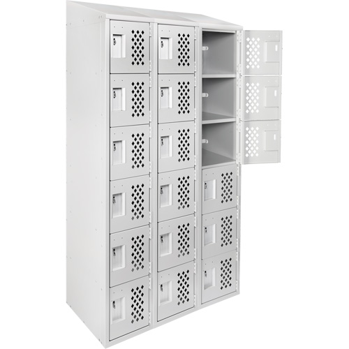 Assembled Lockerettes Clean Line Perforated Economy Lockers, 6 -tier, Bank of 3, 18" x 72" x 12", Steel M & M Nord Ouest Inc