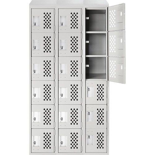 Assembled Lockerettes Clean Line Perforated Economy Lockers, 6 -tier, Bank of 3, 18" x 72" x 12", Steel M & M Nord Ouest Inc