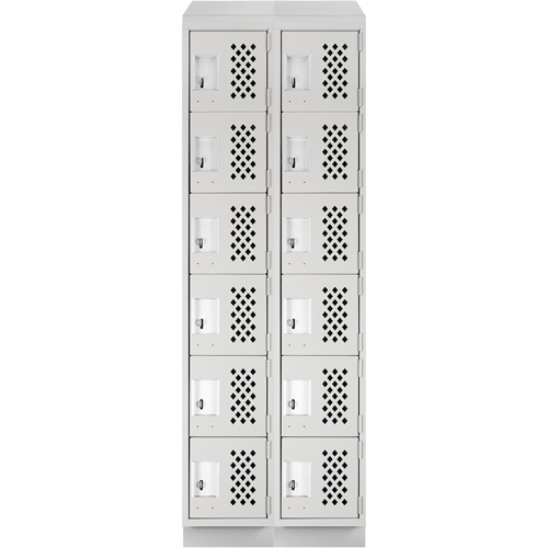 Assembled Lockerettes Clean Line Perforated Economy Lockers, 6 -tier, Bank of 2, 18" x 72" x 12", Steel M & M Nord Ouest Inc