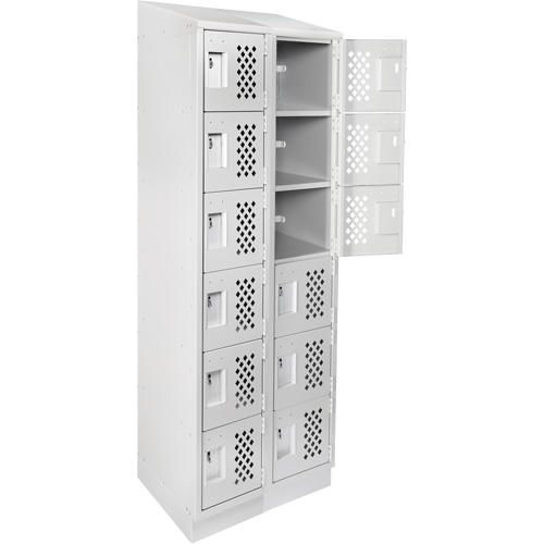 Assembled Lockerettes Clean Line Perforated Economy Lockers, 6 -tier, Bank of 2, 18" x 72" x 12", Steel M & M Nord Ouest Inc