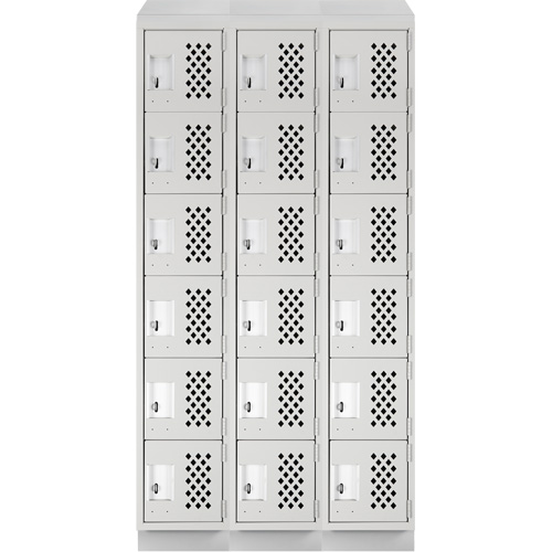 Assembled Lockerettes Clean Line Perforated Economy Lockers, 6 -tier, Bank of 3, 18" x 72" x 12", Steel M & M Nord Ouest Inc