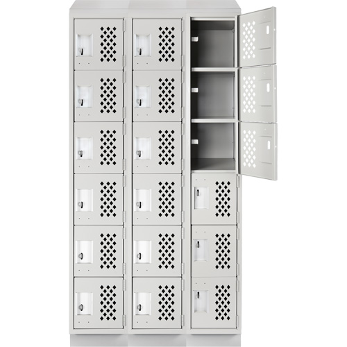 Assembled Lockerettes Clean Line Perforated Economy Lockers, 6 -tier, Bank of 3, 18" x 72" x 12", Steel M & M Nord Ouest Inc