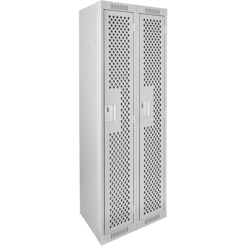Clean Line Lockers, 2 -tier, 12" x 12" x 72", Steel, Grey, Rivet (Assembled), Perforated M & M Nord Ouest Inc