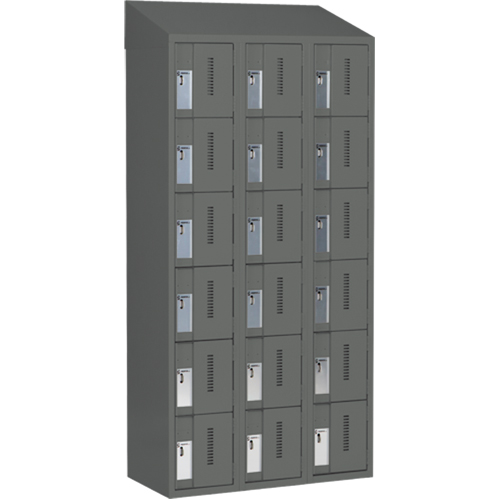 Concorde Heavy-Duty Lockers, 6 -tier, Bank of 3, 36" x 18" x 78", Steel, Charcoal, Welded (Assembled) M & M Nord Ouest Inc